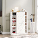 Stylish Marble White Shoe Cabinet with Sliding Door