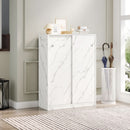 Stylish Marble White Shoe Cabinet with Sliding Door