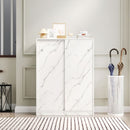 Stylish Marble White Shoe Cabinet with Sliding Door