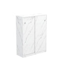 Stylish Marble White Shoe Cabinet with Sliding Door