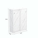 Stylish Marble White Shoe Cabinet with Sliding Door