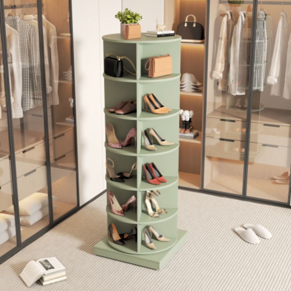 360 Degree Green Rotating Shoe Cabinet with 6 Layers