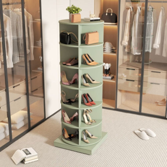 360 Degree Green Rotating Shoe Cabinet with 6 Layers