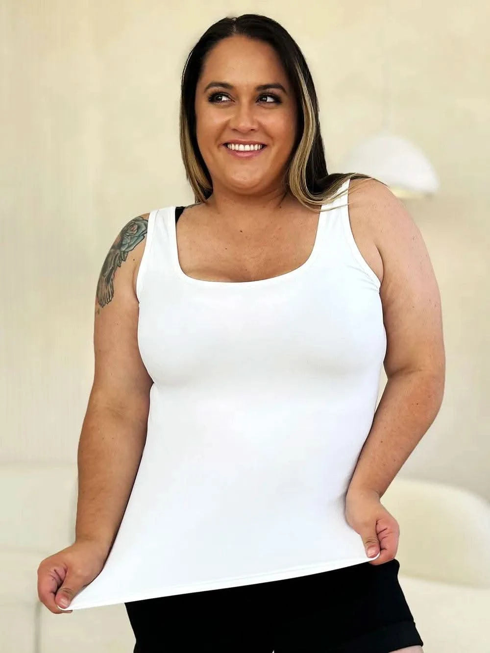 Basic Bae Full Size Square Neck Wide Strap Tank - M & M Global