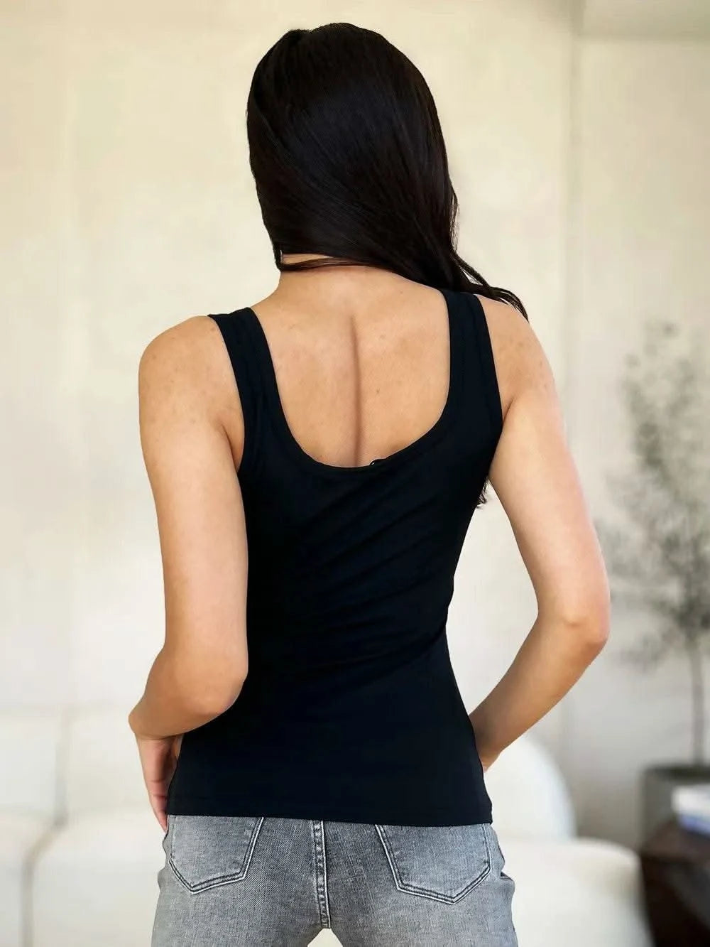 Basic Bae Full Size Square Neck Wide Strap Tank - M & M Global