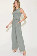 Basic Bae Full Size Ribbed Tank and Wide Leg Pants Set - M & M Global