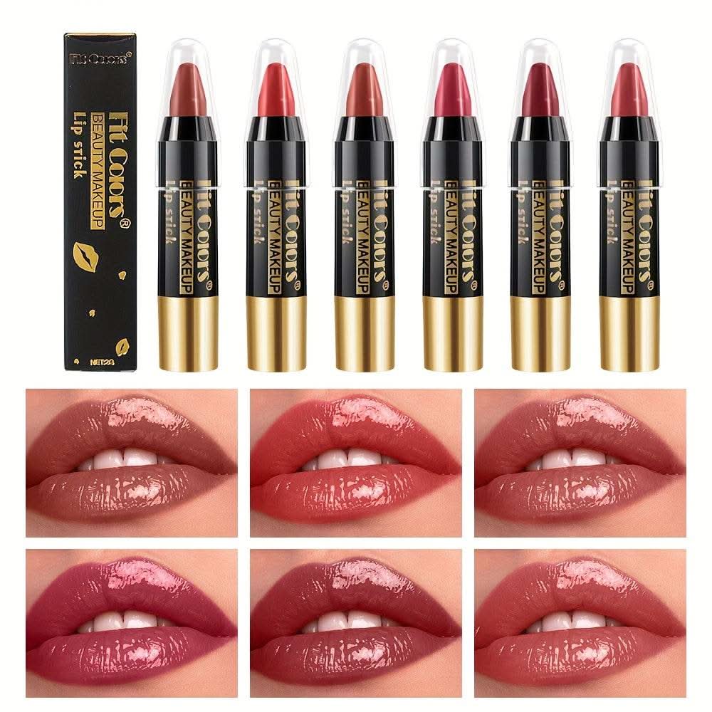 6pcs/set Creamy Long-lasting Lipstick, Matte Waterproof Non-stick Cup Automatic Lipstick Pen, Easter Holiday Party Gift - M & M Global