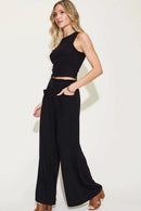 Basic Bae Full Size Ribbed Tank and Wide Leg Pants Set - M & M Global