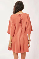Davi & Dani Solid Draped Sleeve Ties Back Skort Romper - M & M Global