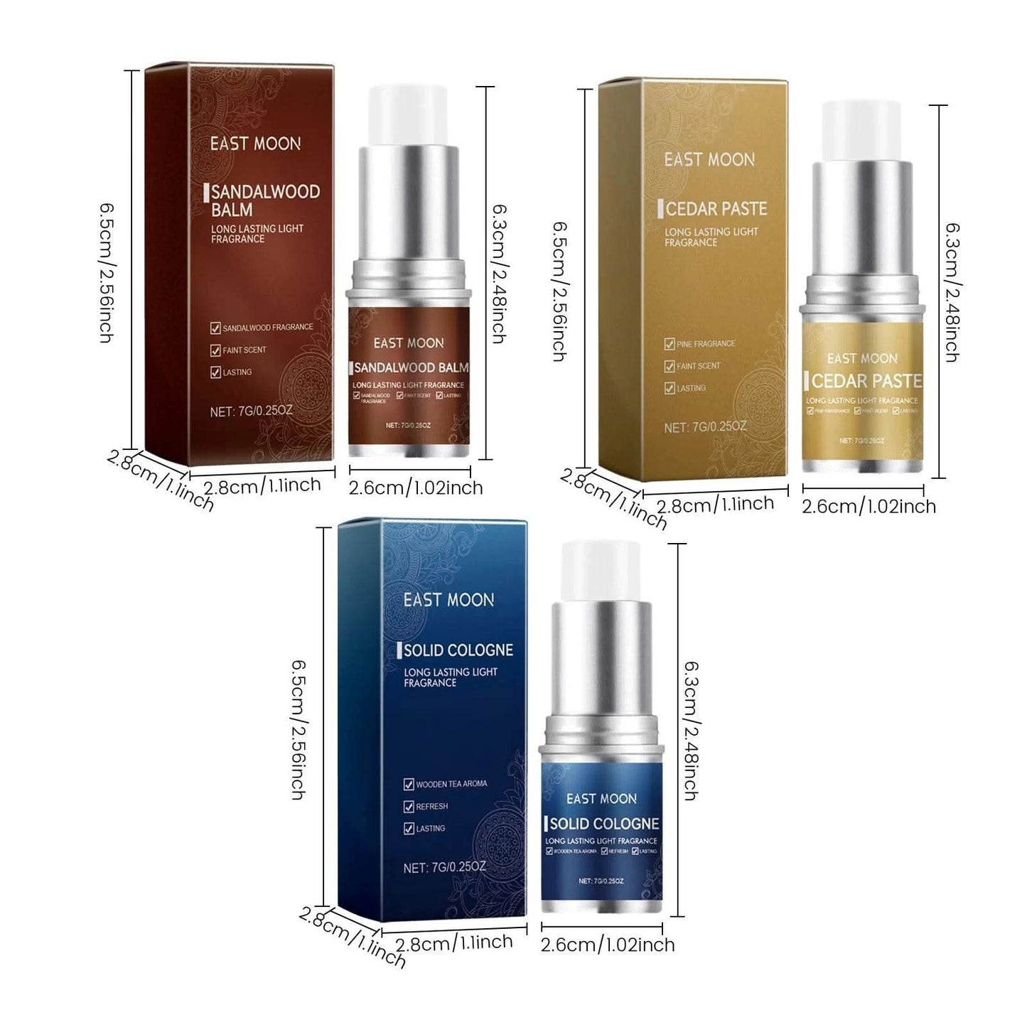 East Moon Men Perfume Solid Balm Stick Non-greasy Woody Scent Charming Portable Design Bussiness Pheromone Perfume Solid Balm - M & M Global