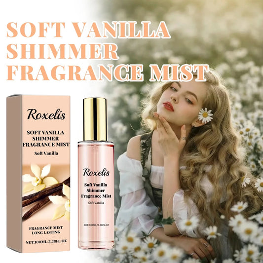 Roxelis 100ml Soft Vanilla Glitter Perfume Spray Floral Seduction Fragrance Mist Freshing Lasting Glamour Daily Dating Perfume - M & M Global