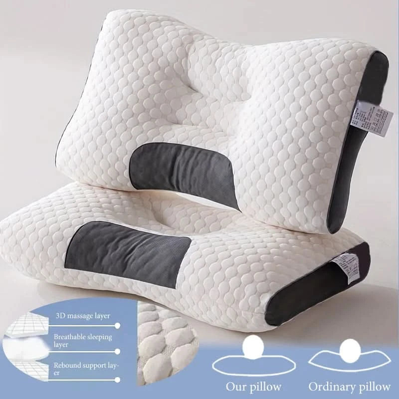 Massage Neck Pillow Soft Adjustable Ergonomic Knitted Orthopedic Contour Support Pillow