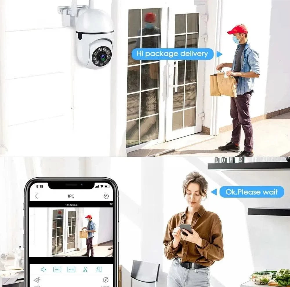 8MP Wifi IP Wireless Security Surveillance PTZ Camera 4X Zoom Cameras Tracking Two-way Audio HD Night Color Cam - M & M Global