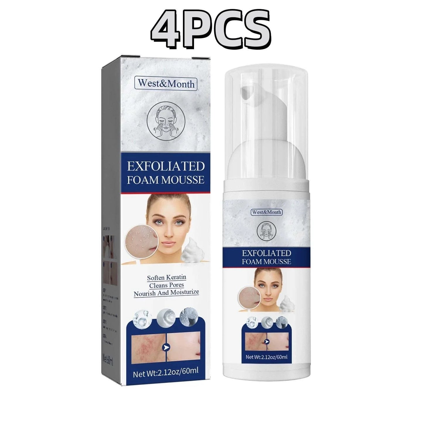 60ml Exfoliating Mousse Purifying Pores Temperate Clean Oil Control Exfoliator Blackhead Dead Skin Convenient Cleansing Foam - M & M Global