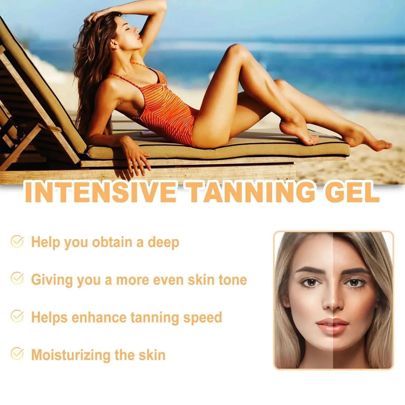 Hoygi 150g Sunless Tanning Gel Self Tanner Face Body Natural Tanning Accelerator Bronzer Moisturizing Sunbed Self Fake Tan Gel - M & M Global