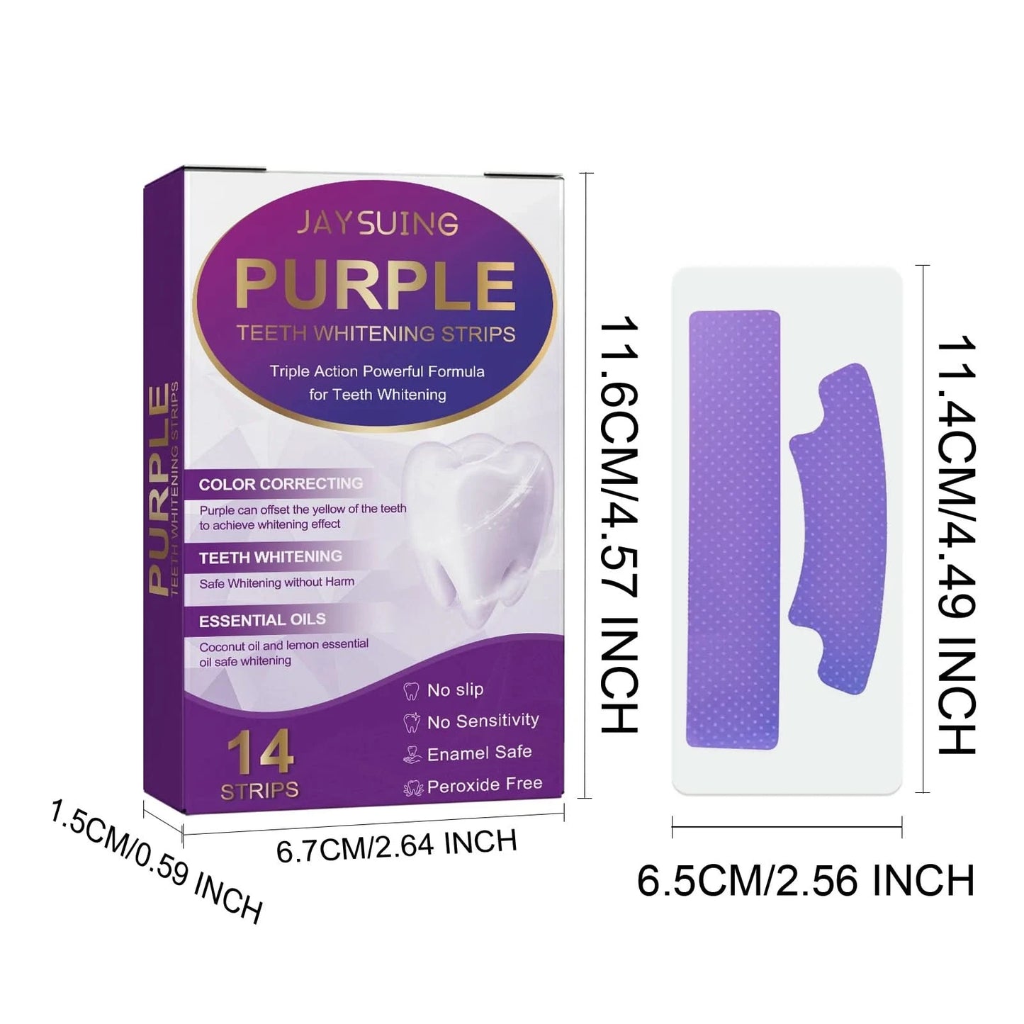 Jaysuing 14pcs Teeth Whitening Strips Purple Oral Fresh Breath Remove Yellow Cleaning Dental Bleaching Tooth Whitener Patches - M & M Global