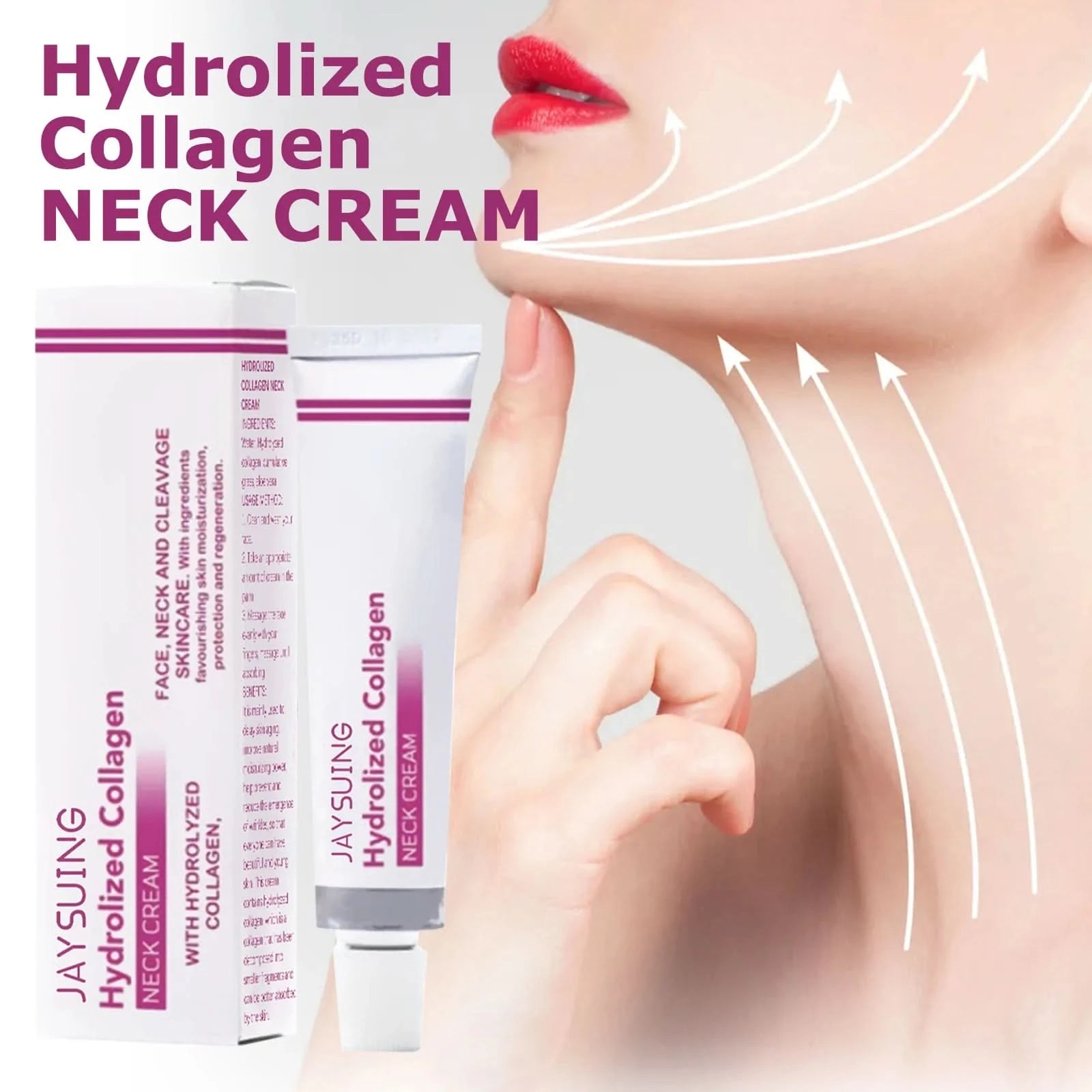 Jaysuing Hydrolyzed Collagen Neck Cream Smooths and Lightens Wrinkles Swan Neck Moisturizer Fine Lines Anti Aging and Whitening - M & M Global