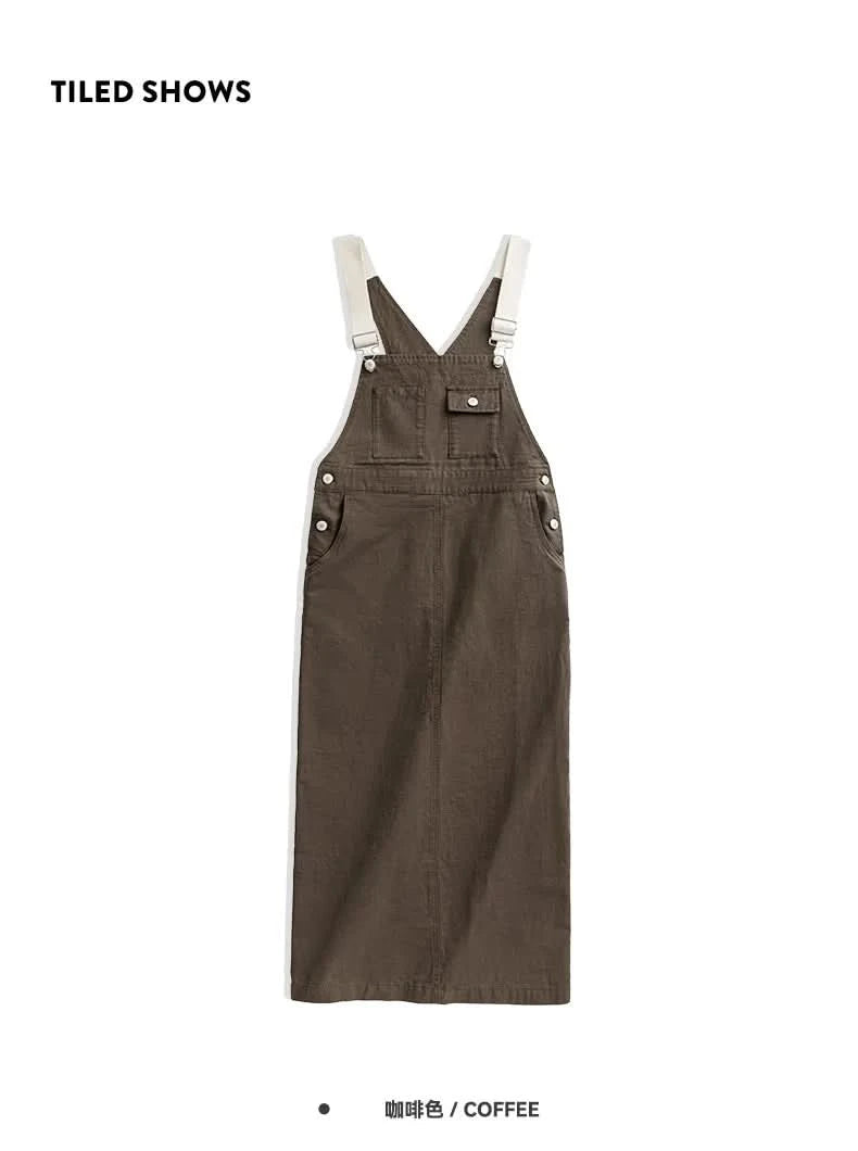 Maden 2024 New Women's Maillard Suspender Straight Skirt and Age-reducing Lazy Style Stackable Long Dress for Spring and Summer - M & M Global