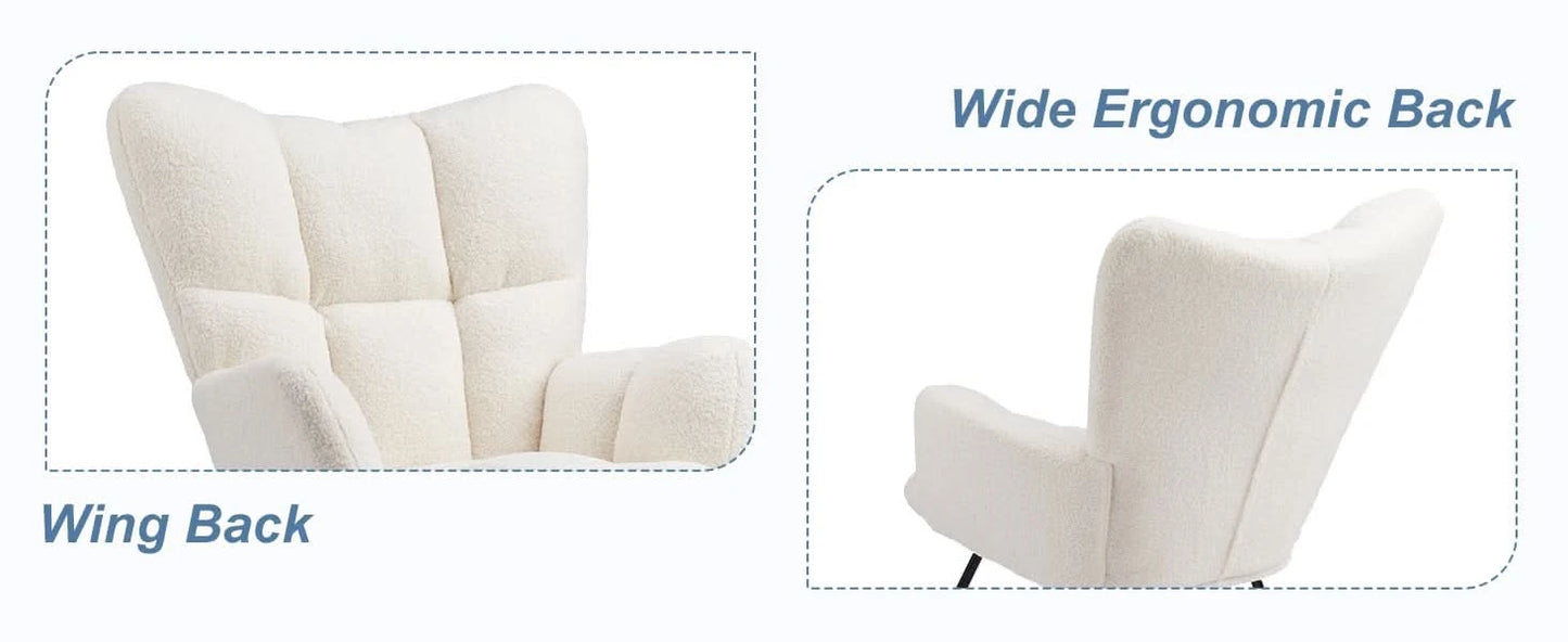 JHK Teddy Fabric Upholstered Glider With High Backrest,Padded Seat, Accent Recliner,Cushion Rocker Armchair,Bedroom Furniture