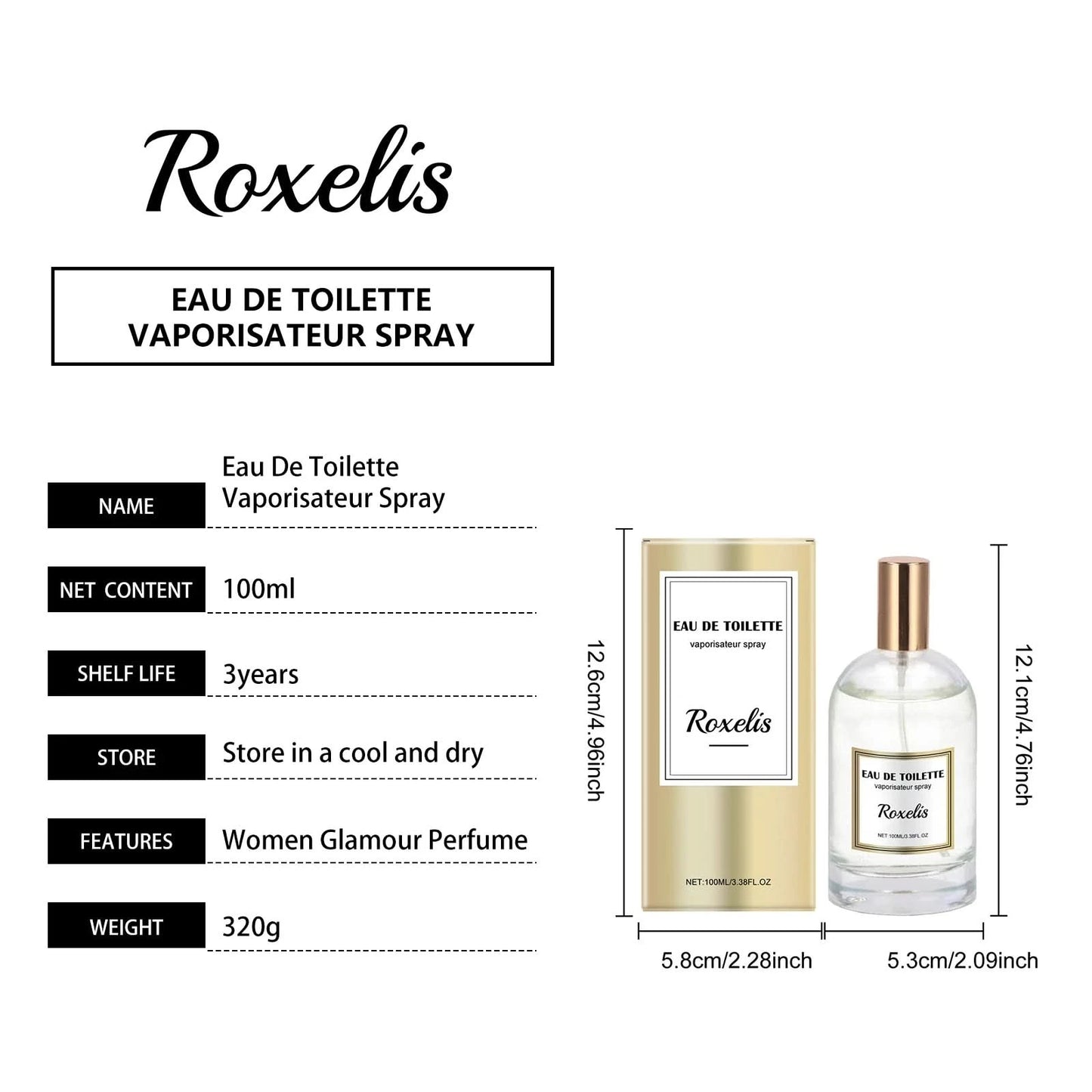 Roxelis 100ml Cologne Charming Perfume Woman Fragrance Lasting Freshing Body Romantic Lady Pheromone Scent Dating Flirt Perfume - M & M Global