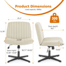 JHK Cross Legged Office Living Room Rocking Gaming Chair Armless Wide Desk Adjustable Swivel Fabric Task Vanity Home Office