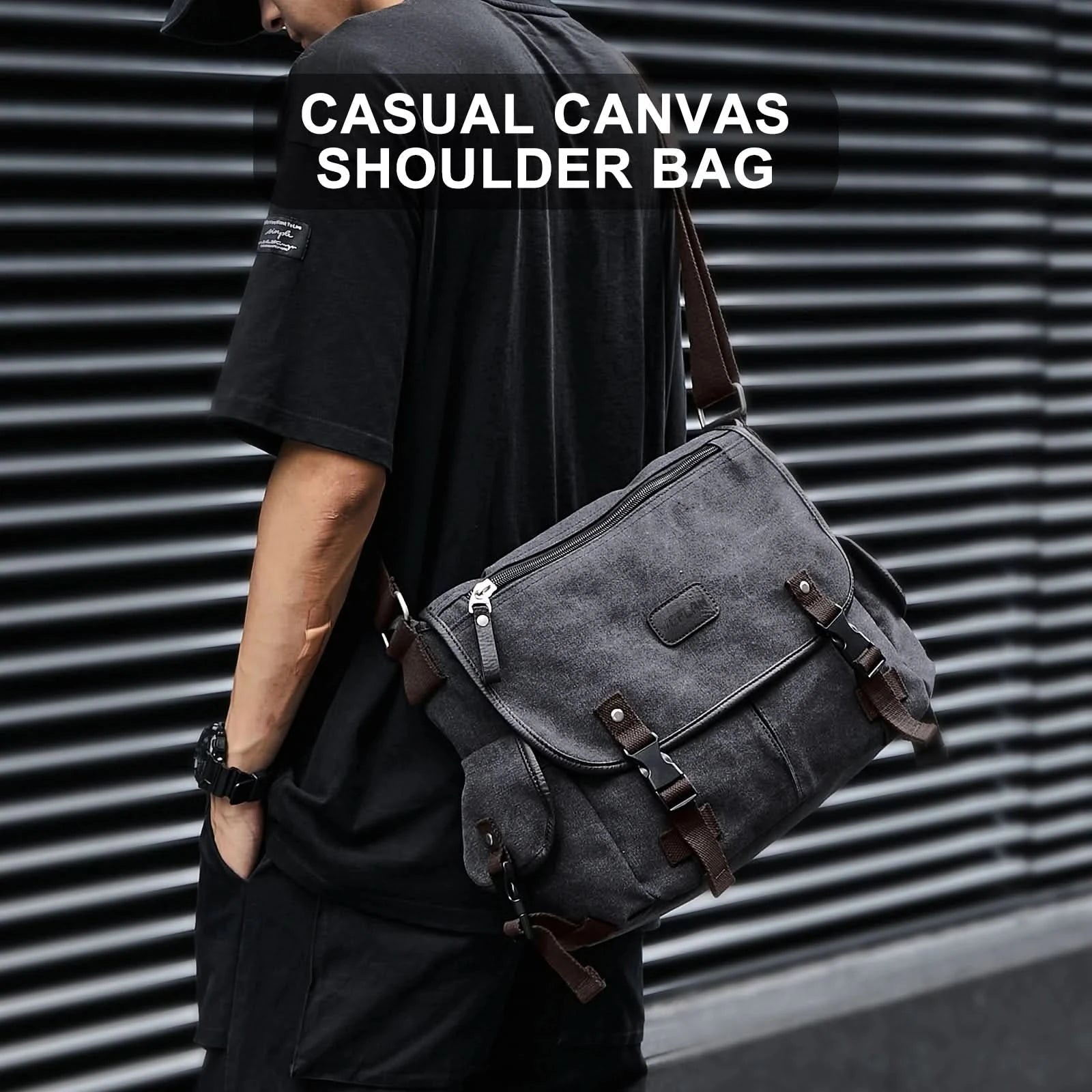 Messenger Bag for Men Retro Canvas Satchel Casual Briefcases Laptop Bag Fit 13Inch,Water Resistant Crossbody College Satchel Bag - M & M Global