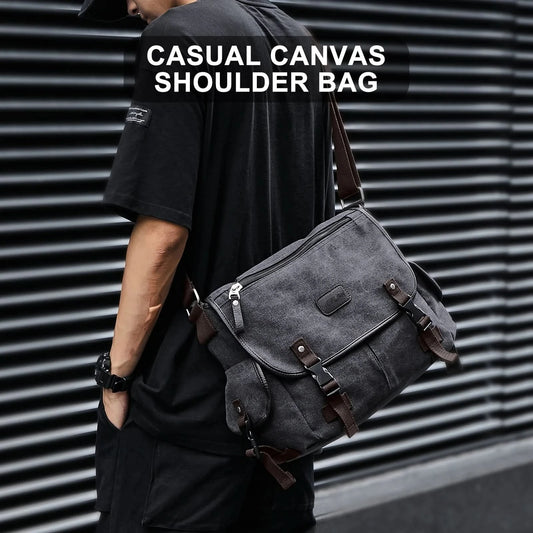 Messenger Bag for Men Retro Canvas Satchel Casual Briefcases Laptop Bag Fit 13Inch,Water Resistant Crossbody College Satchel Bag - M & M Global
