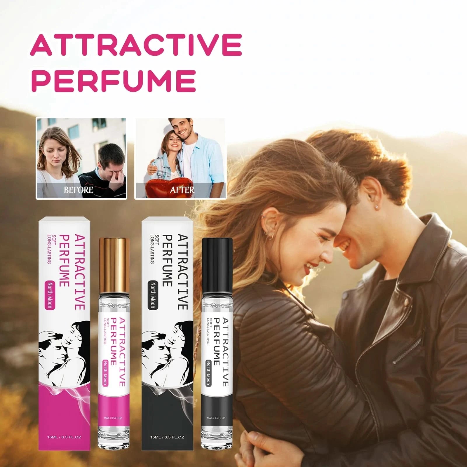 North Moon 15ml Pheromone Perfume Oil Roller Ball Long Lasting Flirting Freshing Fragrance Daliy Dating Attract Charming Perfume - M & M Global