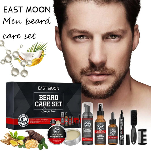 East Moon Men Beard Care Set for Cleaning Strengthen Nourishing Beard Promote Beard Growth Moisturizing Men Whisker Care Set - M & M Global