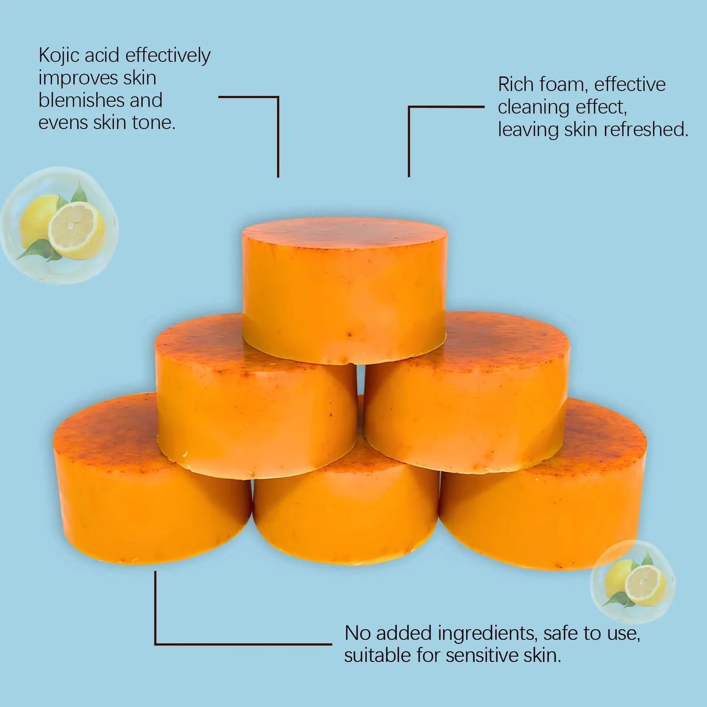 Oceaura Lemon Turmeric Soap Anti-oxidant Cleaning Dirts Improve Skin Texture Hydrating Brighten Skin Tone Body Bath Soap Bar - M & M Global