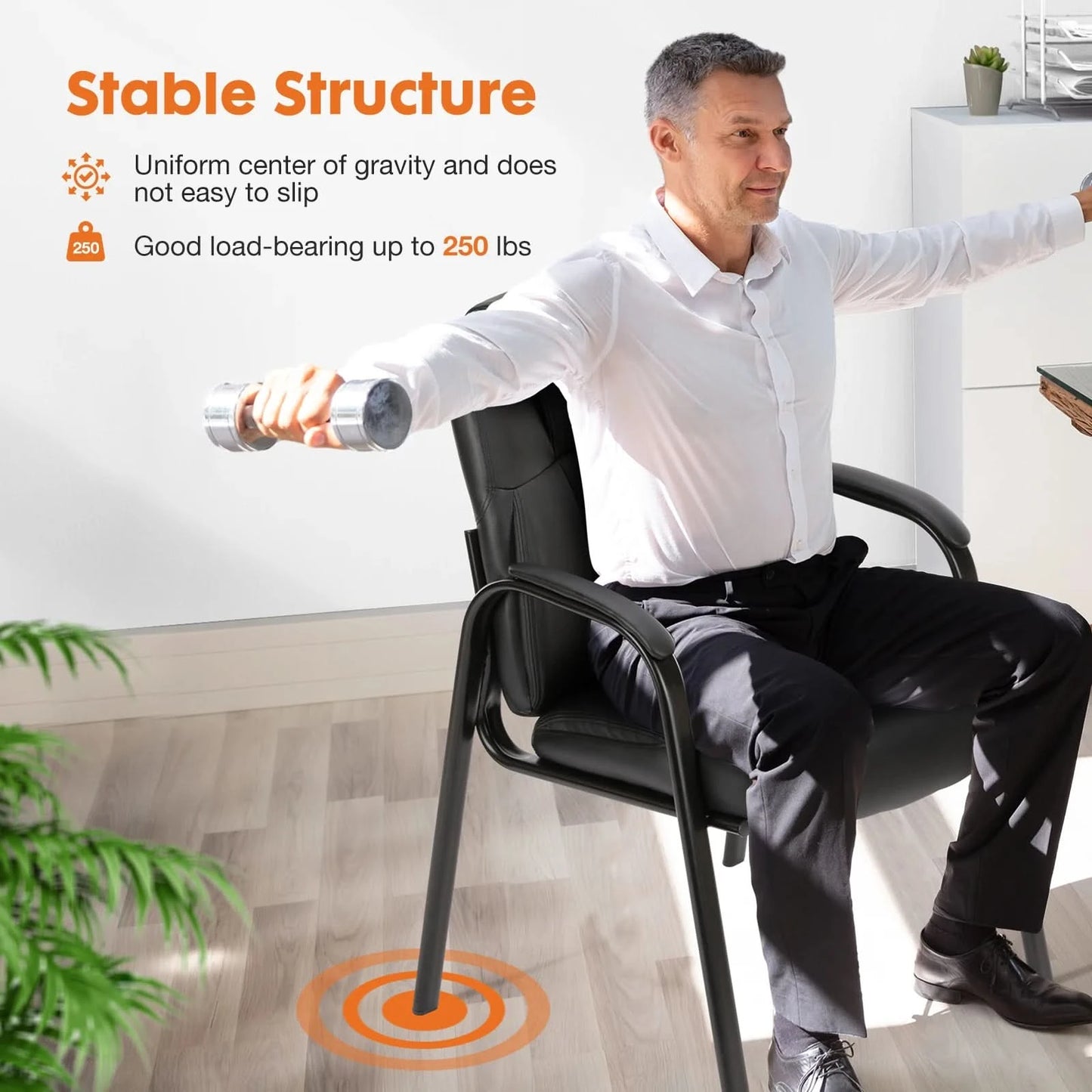 JHK Leather Waiting Room Chairs No Wheels,Guest Chair with Padded Arm Office Guest Chair Conference Room Lobby Table
