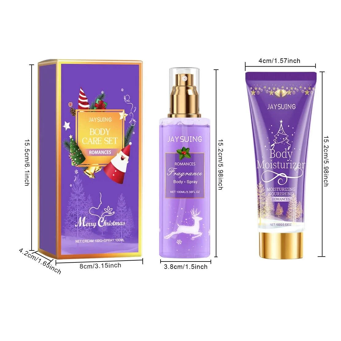 Jaysuing 1set Christmas Long Lasting Fragrance Body Care Set Moisturizing Nourishing Lavender Floral Scent Smoothing Body Set - M & M Global
