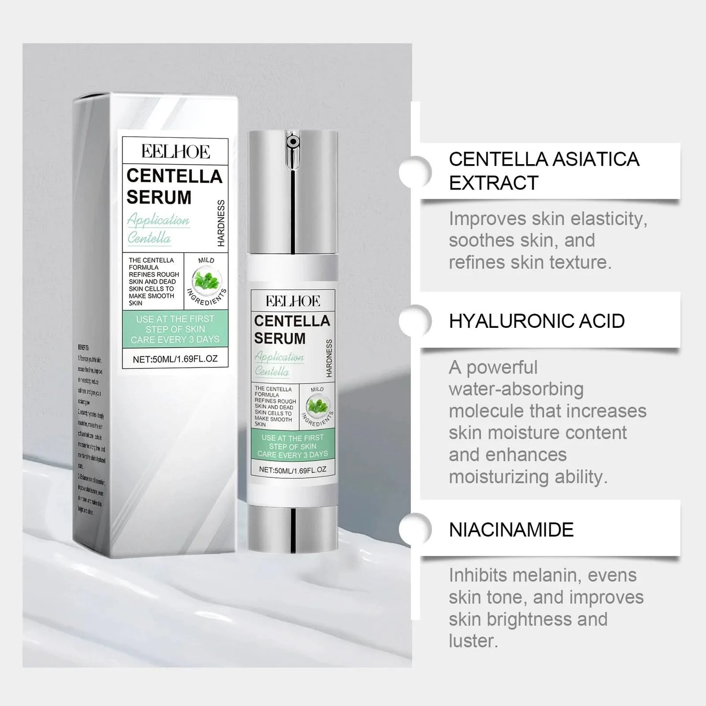 Face Essence of Centella Asiatica Moisturizing Facial Serum Brighten Smooth Skin Care Rejuvenation Pore Refining Resurfacing - M & M Global