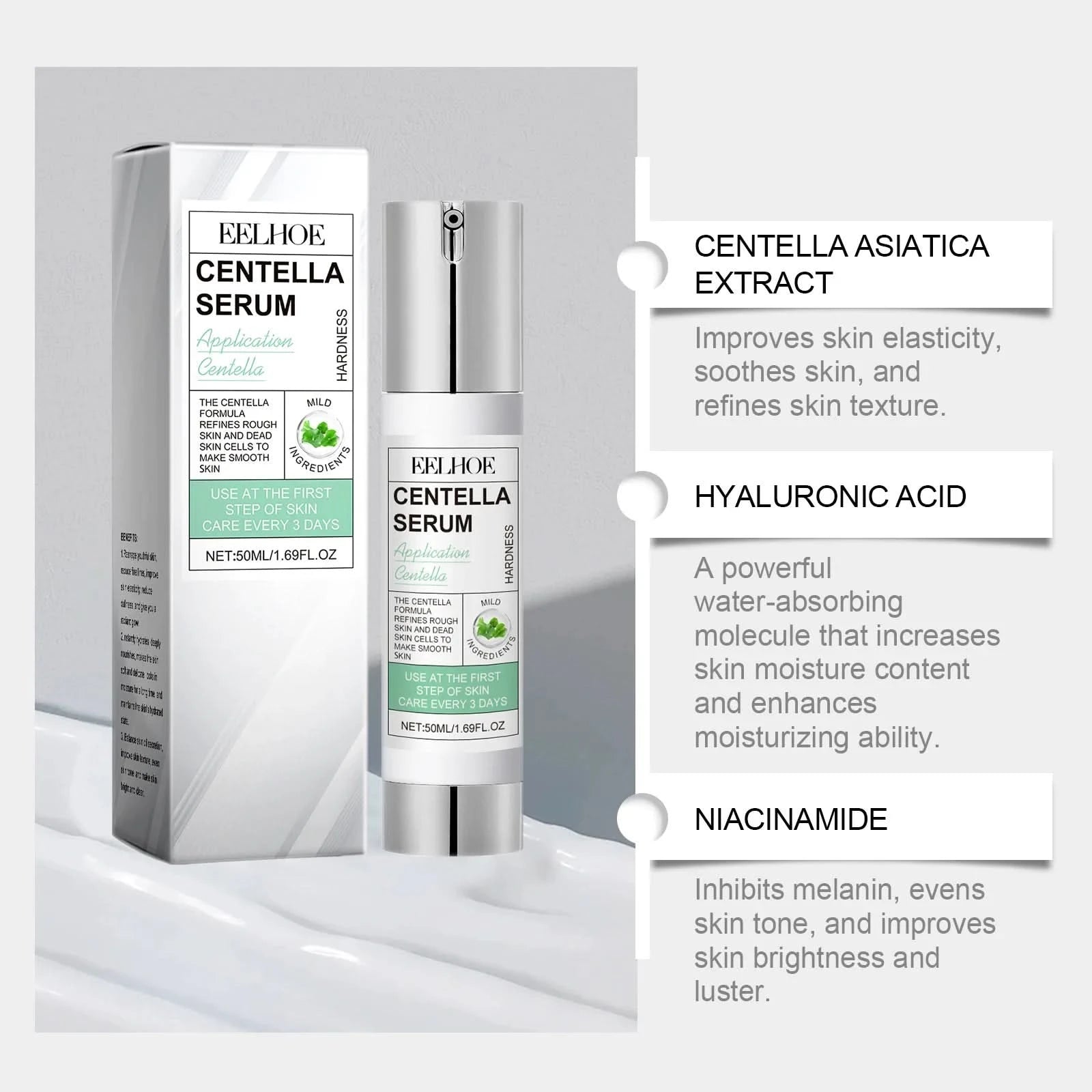 Face Essence of Centella Asiatica Moisturizing Facial Serum Brighten Smooth Skin Care Rejuvenation Pore Refining Resurfacing - M & M Global