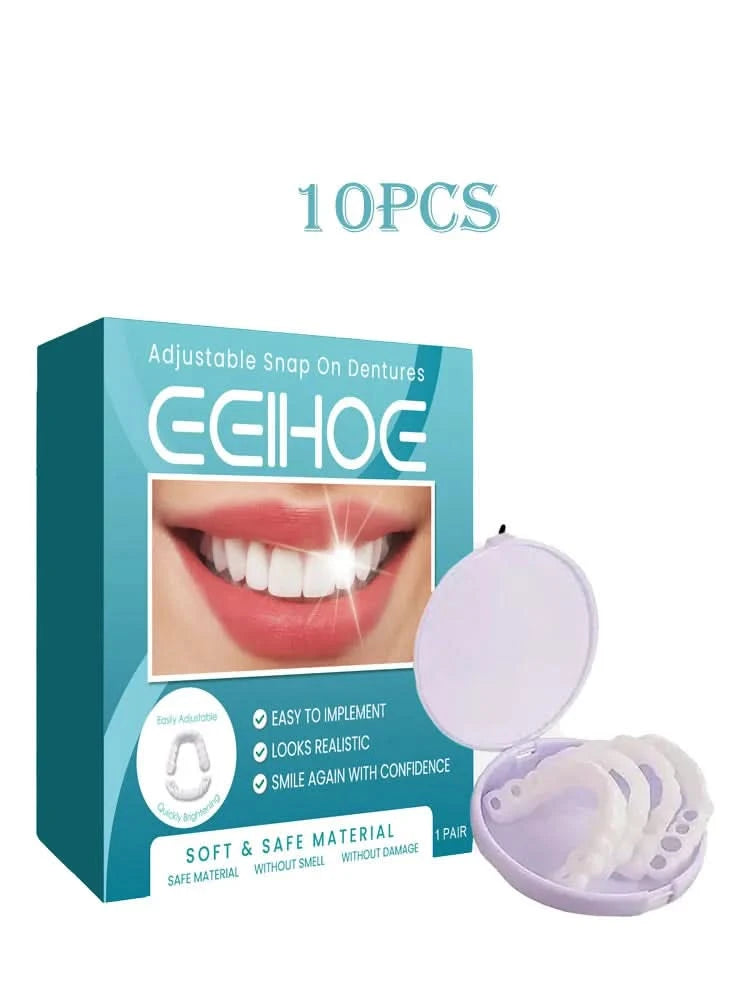 Eelhoe Instant Perfect Fit Teeth Whitening Fake Tooth Cover Teeth Upper Lower Veneers Lasting Snap-On Dentures Oral Hygiene Care - M & M Global