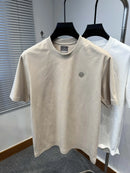Brand Men's Summer New Silk Cotton Tshirt Designer Fashion Custom Badge Design Short Sleeve High Quality Ice Silk Elastic Tshirt