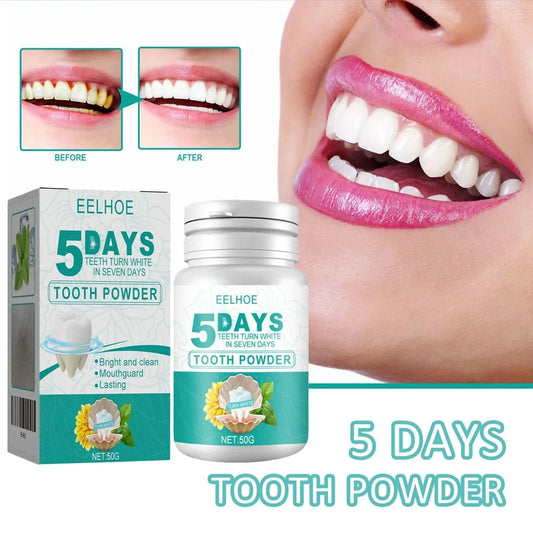Eelhoe 50g 5 Days Teeth Whitening Powder Tooth Cleaning Oral Hygiene Remove Stains Tartar Plaque Brighten Dental Cleaning Powder - M & M Global