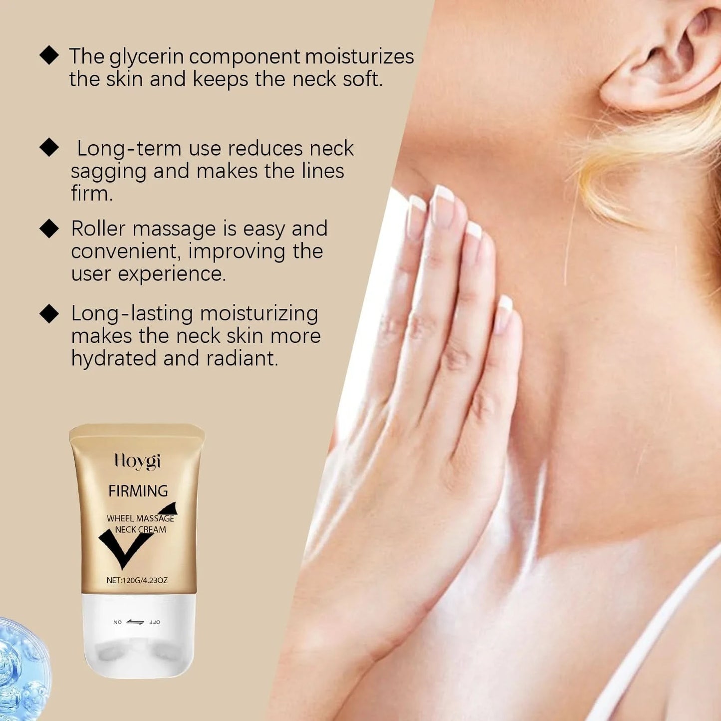 Hoygi 120g Neck Firming Roller Cream Eliminate Neck Fine Lines Moisturizing Shaping Beauty Neck  Remove Double Chin Roller Cream - M & M Global