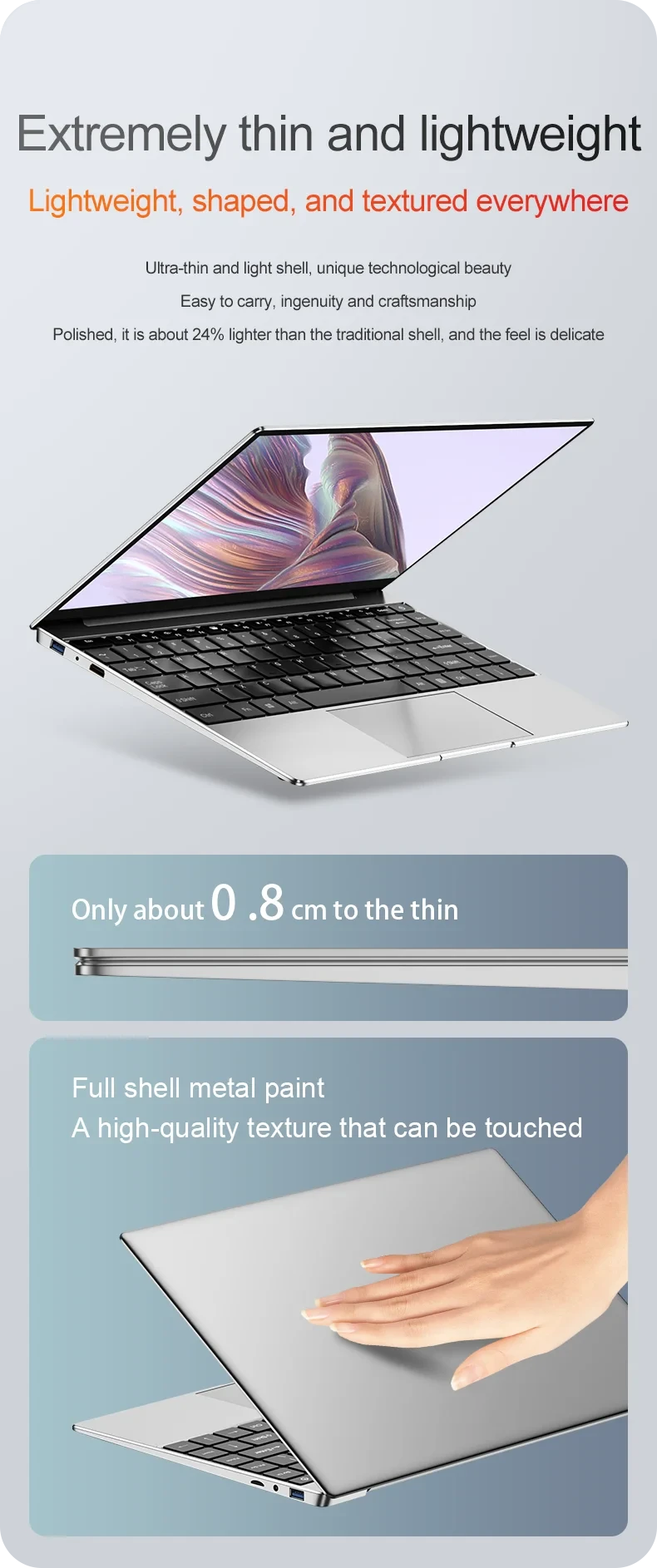 14.1" Ultra-Slim Laptop 16GB RAM 2TB SSD Intel CPU Windows 11 Pro FHD Anti-Glare Multilingual Office/Study PC