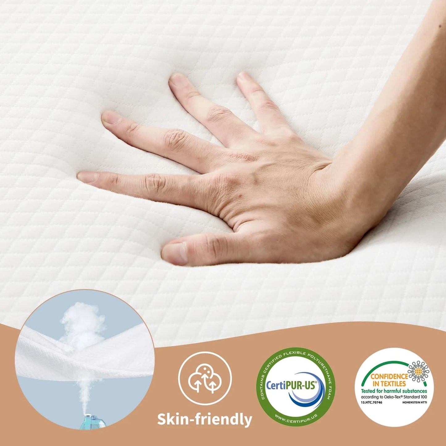 JHK Three Fold Portable Floor Bed,Certified By CertiPUR-US,Suitable For Travel,Camping,And Yoga,Soft Touch And Flexible Zipper