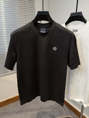 Brand Men's Summer New Silk Cotton Tshirt Designer Fashion Custom Badge Design Short Sleeve High Quality Ice Silk Elastic Tshirt