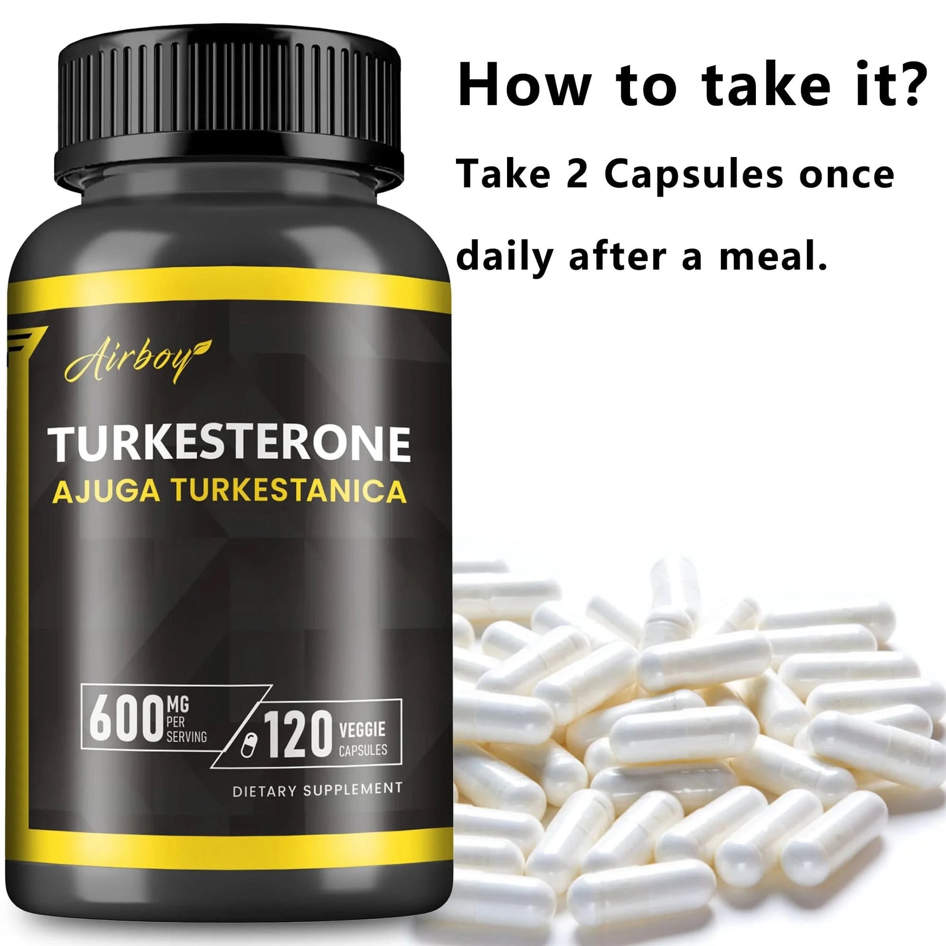 Turkesterone Supplement - Improves Male Performance, Endurance, Motivation, Focus & Muscle Mass - 120 Capsules - M & M Global