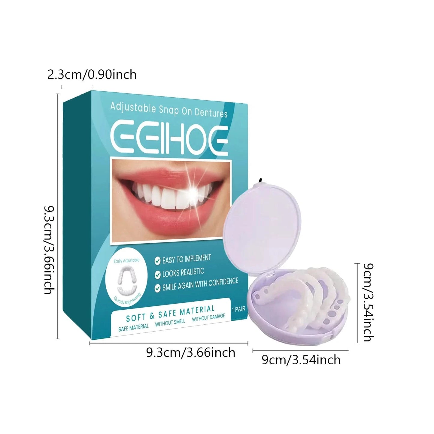 Eelhoe Instant Perfect Fit Teeth Whitening Fake Tooth Cover Teeth Upper Lower Veneers Lasting Snap-On Dentures Oral Hygiene Care - M & M Global