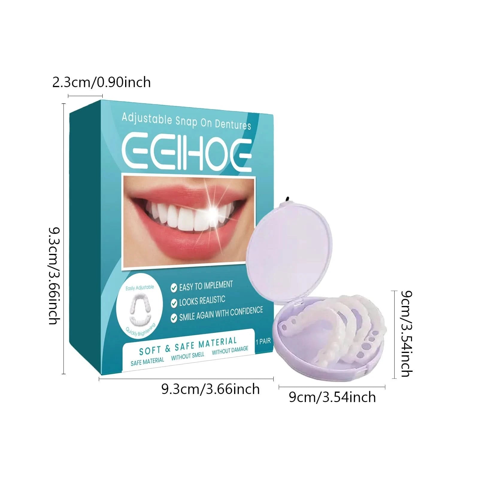 Eelhoe Instant Perfect Fit Teeth Whitening Fake Tooth Cover Teeth Upper Lower Veneers Lasting Snap-On Dentures Oral Hygiene Care - M & M Global