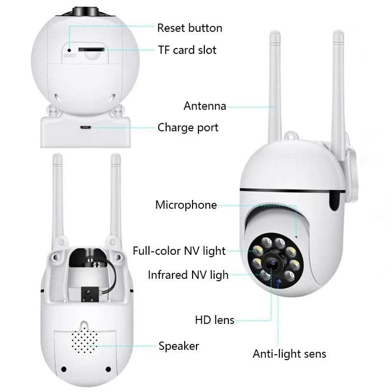 8MP Wifi IP Wireless Security Surveillance PTZ Camera 4X Zoom Cameras Tracking Two-way Audio HD Night Color Cam - M & M Global