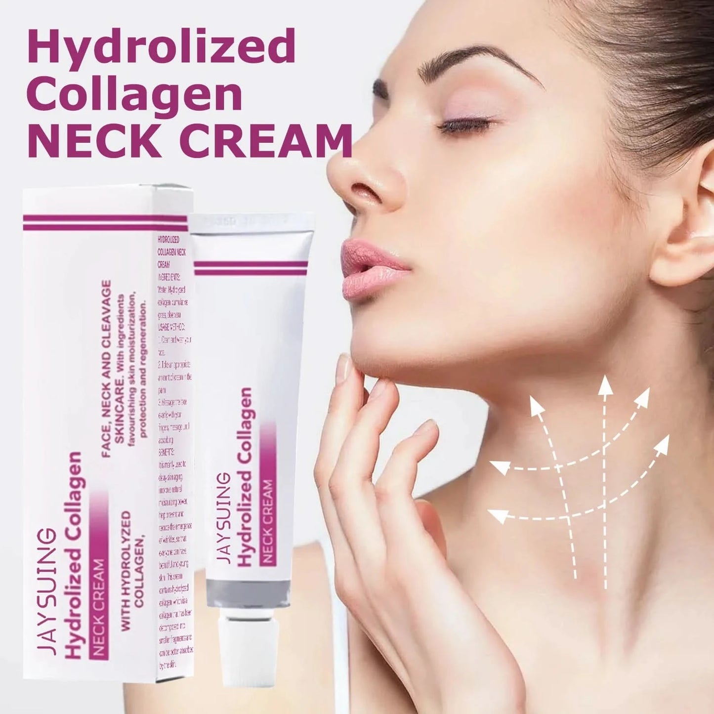 Jaysuing Hydrolyzed Collagen Neck Cream Smooths and Lightens Wrinkles Swan Neck Moisturizer Fine Lines Anti Aging and Whitening - M & M Global