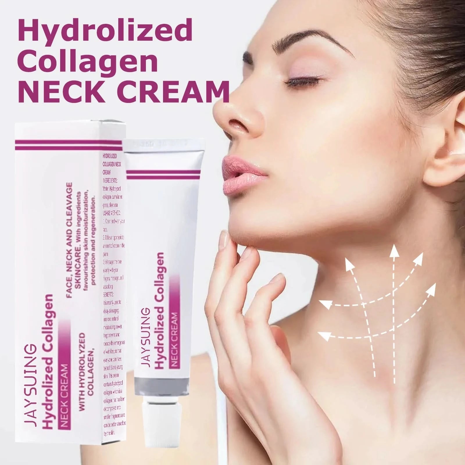 Jaysuing Hydrolyzed Collagen Neck Cream Smooths and Lightens Wrinkles Swan Neck Moisturizer Fine Lines Anti Aging and Whitening - M & M Global