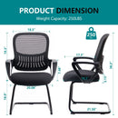 JHK Ergonomic Office Chair No Wheels with Comfy Armrest and Mesh Lumbar Support Back Basket Design for Guest Reception