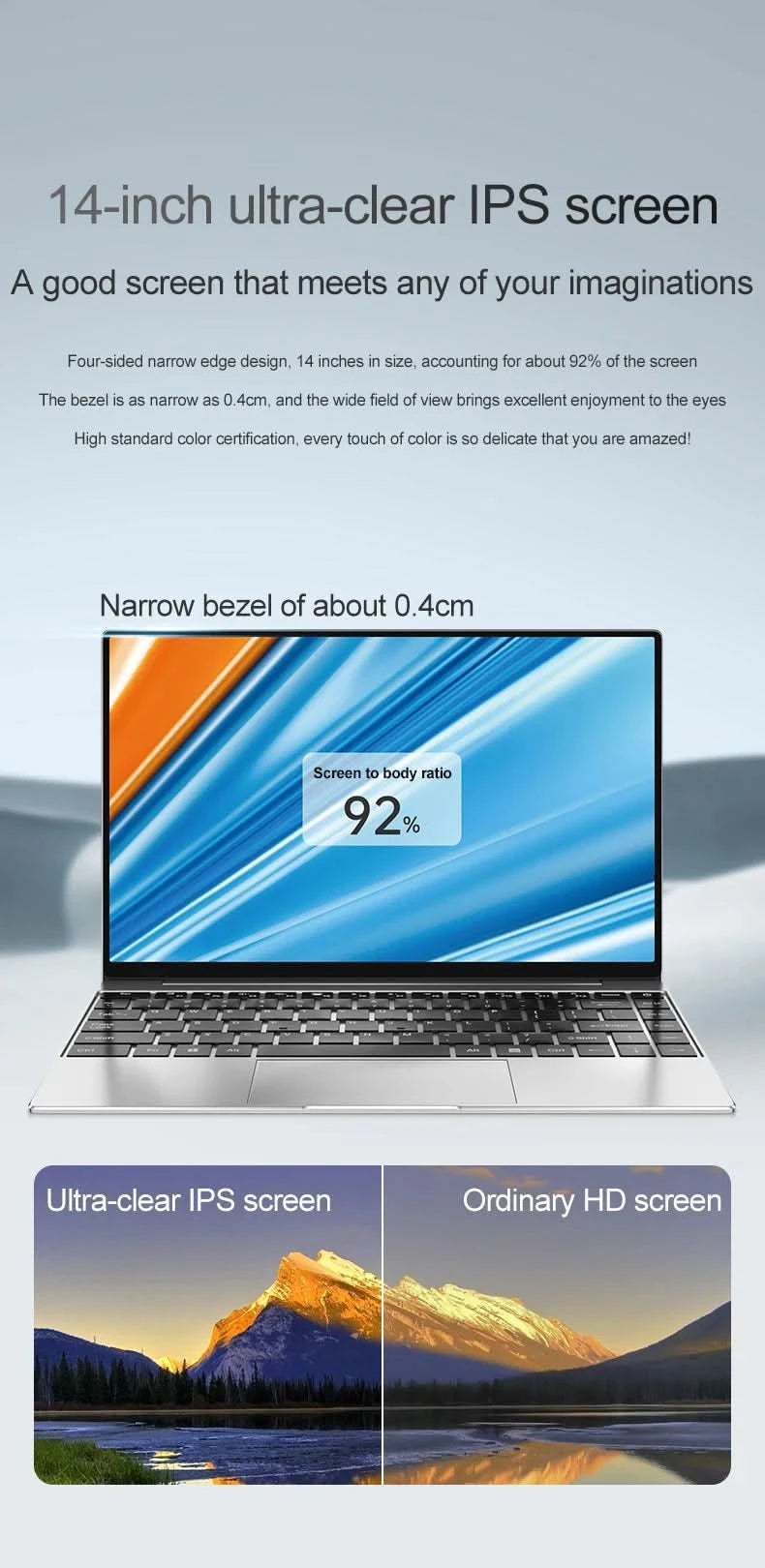 Ultra-Slim Laptop 14.1' FHD Anti-Glare Intel CPU 16 GB RAM 2 TB SSD Windows 11 Multilingual Office Study PC for Business Travel