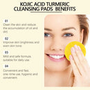 West&Month 60pcs Kojic Acid Turmeric Exfoliating Cleansing Pads Glow Facial Wash Remove Dead Skin Acne Melanin Hydrate Face Pads - M & M Global